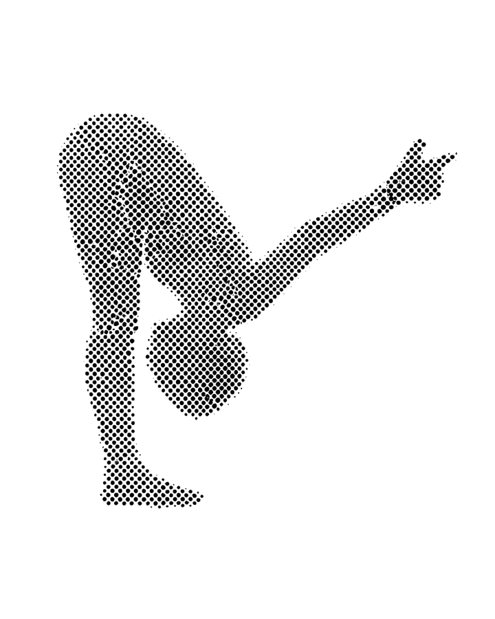 stippled illustration of a yoga forward fold